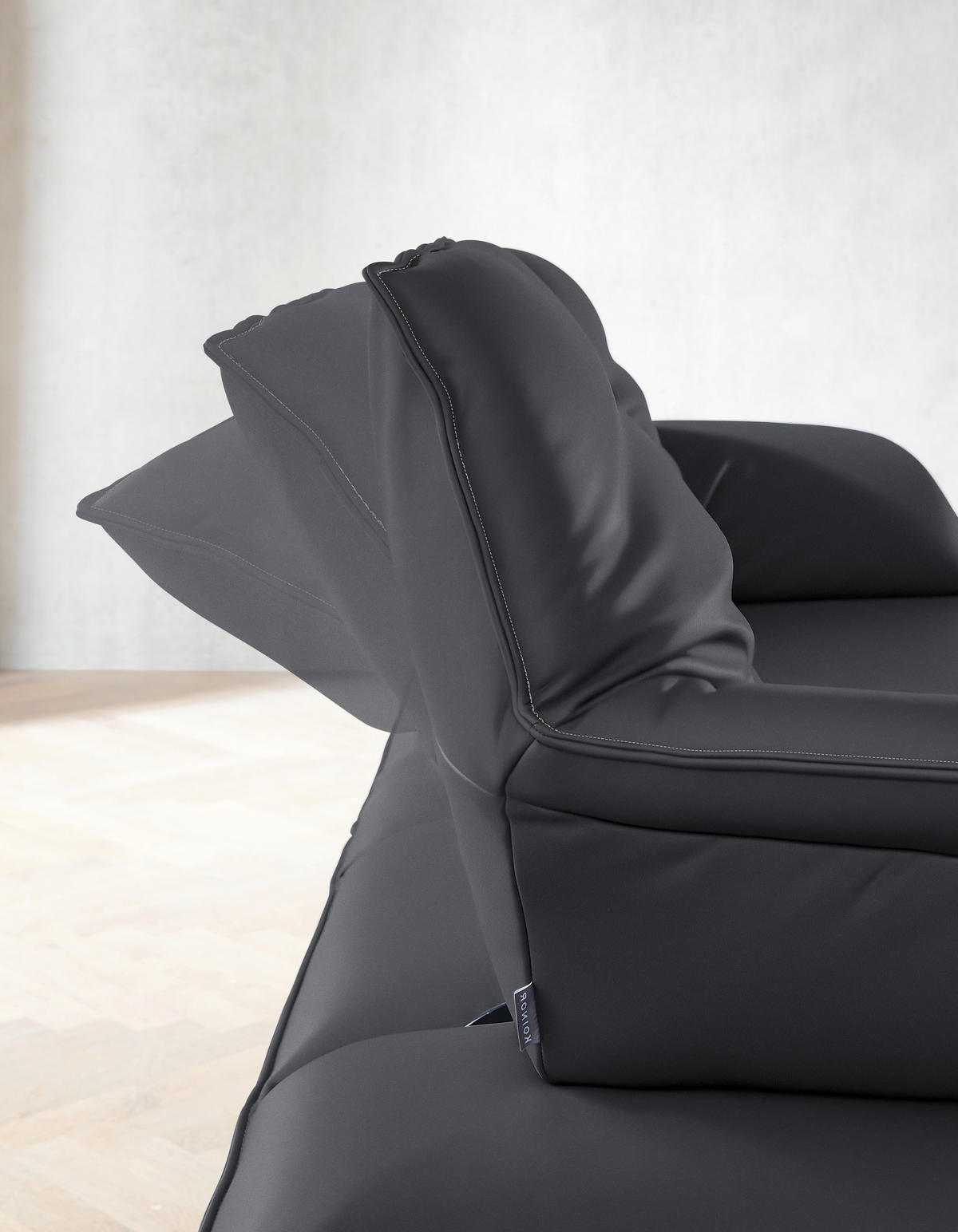ECKSOFA in Echtleder Dunkelgrau  - Dunkelgrau/Beige, Design, Leder/Metall (252/169cm) - Koinor