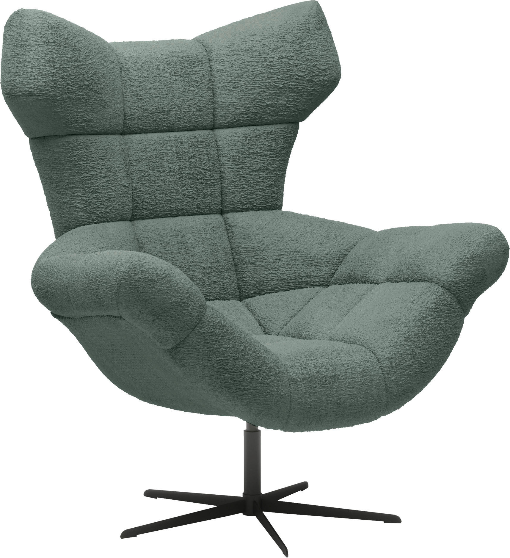 OHRENSESSEL Chenille Grün  - Schwarz/Grün, Design, Textil/Metall (103/119/84cm) - home24