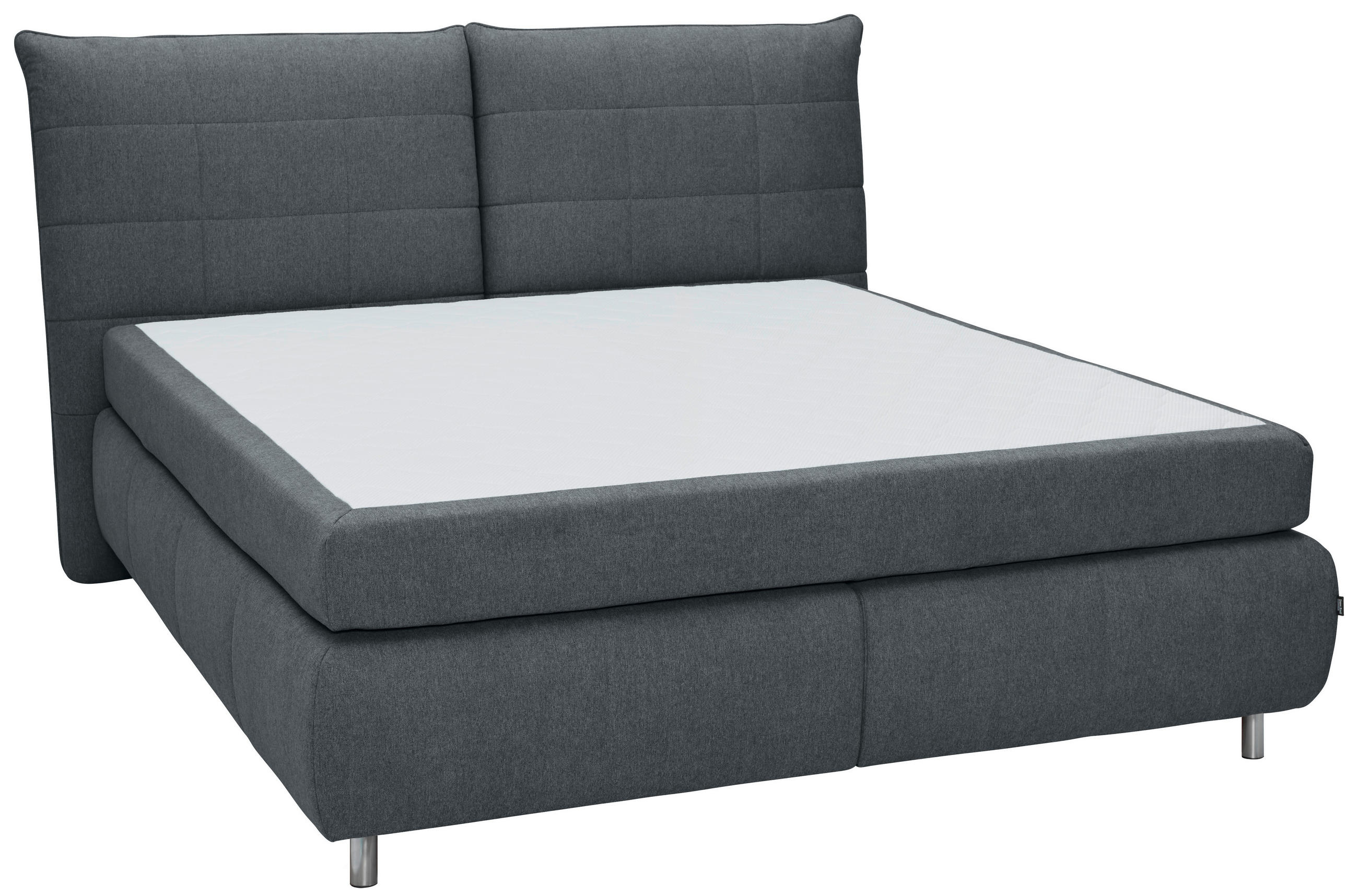 BOXSPRINGBETT 180/200 cm  in Dunkelgrau  - Edelstahlfarben/Dunkelgrau, KONVENTIONELL, Textil (180/200cm) - Dieter Knoll