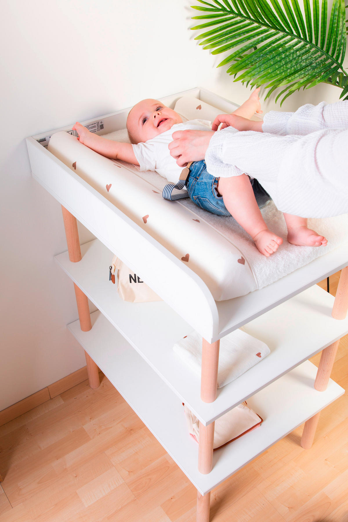 WICKELTISCH Weiß, Buchefarben  - Buchefarben/Weiß, KONVENTIONELL, Holz/Kunststoff (61/83/13cm) - Childhome