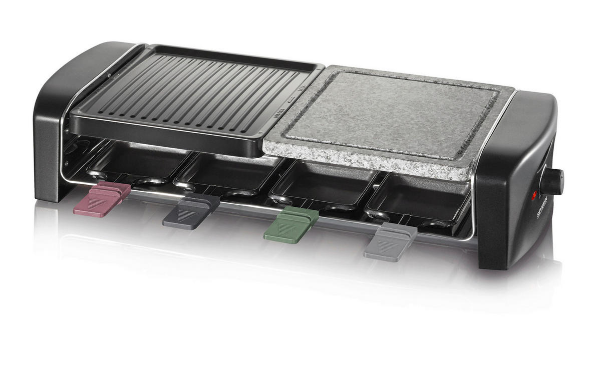 RACLETTE-GRILL SEVERIN RG 9645  - Schwarz, KONVENTIONELL, Kunststoff/Stein (54/11,5/38cm) - Severin