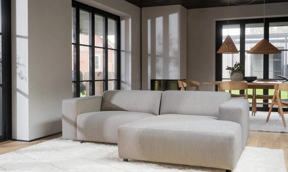 SOFFA i beige  - beige/svart, Klassisk, metall/trä (234/70/161cm) - Rowico