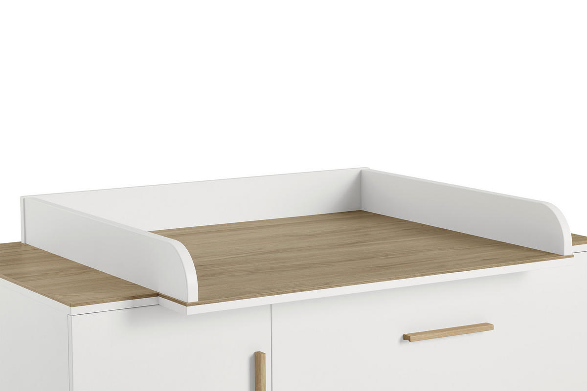 KOMODA ZA PREVIJANJE  Enie  - bijela/boje hrasta, Basics, drvni materijal (123,50/92,10/55,60cm) - Paidi