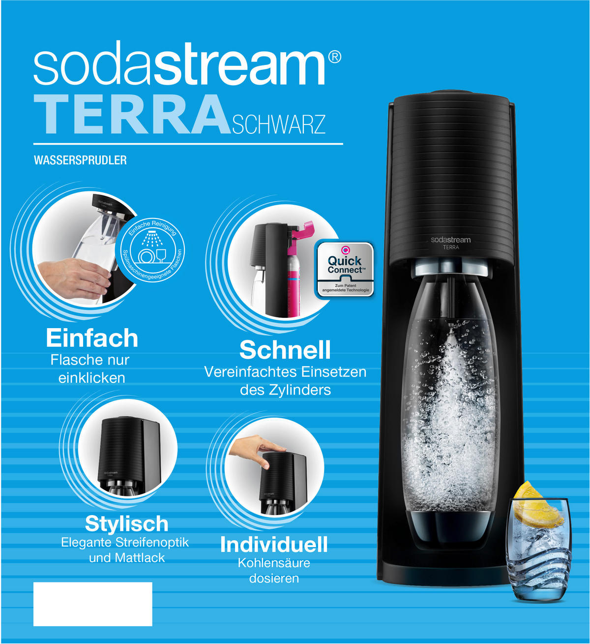 WASSERSPRUDLER Terra  - Schwarz/Orange, Basics, Kunststoff (28,2/19,5/43,6cm) - SodaStream