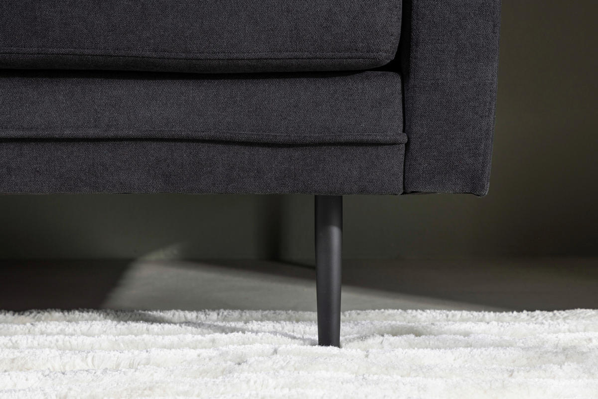 2-SITS SOFFA i metall, textil svart  - svart, Design, metall/textil (203/84/90cm) - Livetastic