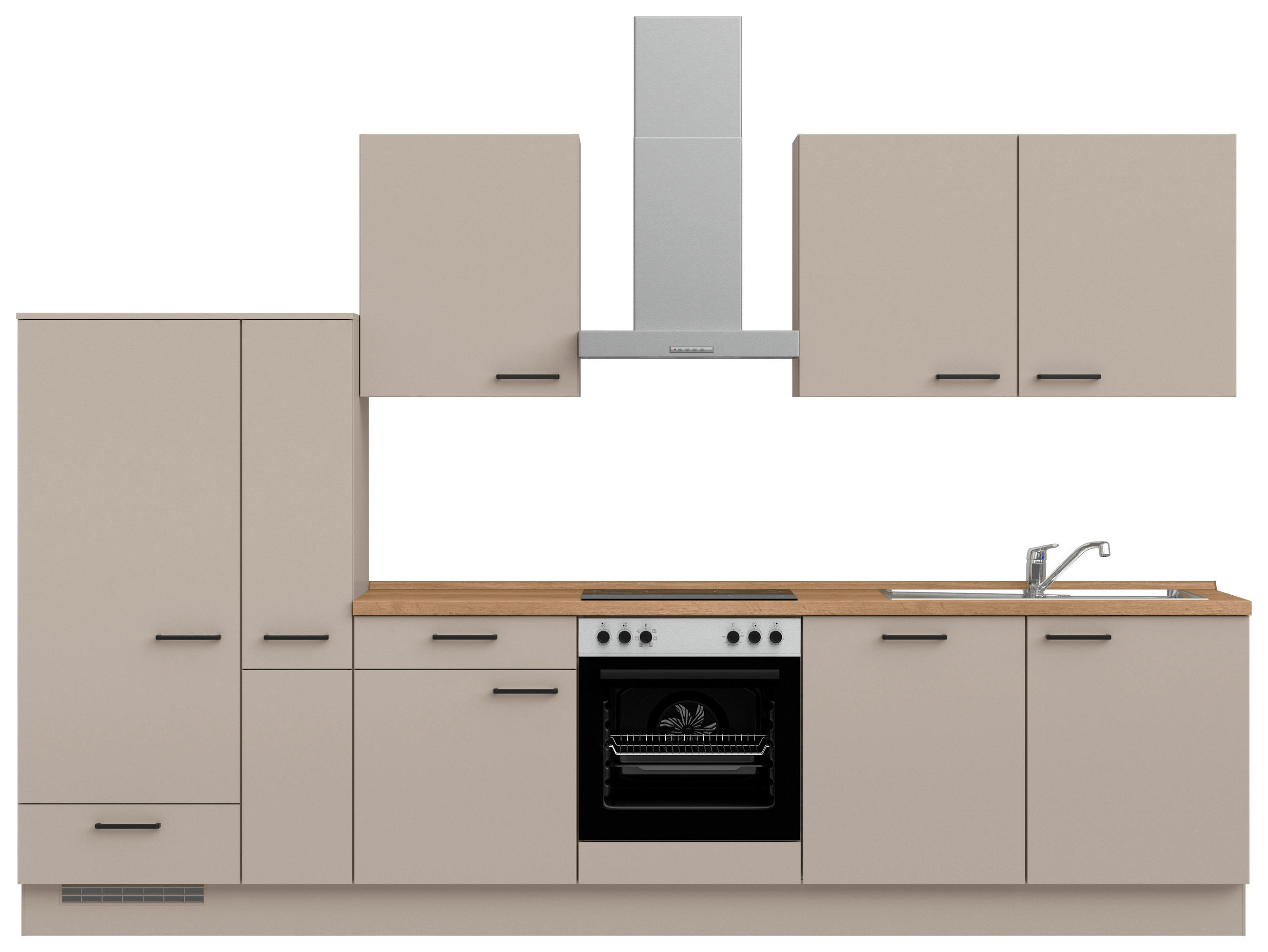 KÜCHENLEERBLOCK 330 cm   in Eichefarben  - Eichefarben/Schwarz, MODERN, Holzwerkstoff/Metall (330cm) - Nobilia
