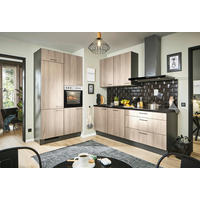 ECKKÜCHE 120/220 cm  in Graphitfarben, Schwarz, Tannenholzfarben  - Tannenholzfarben/Schwarz, Design, Holzwerkstoff/Metall (120/220cm) - Xora