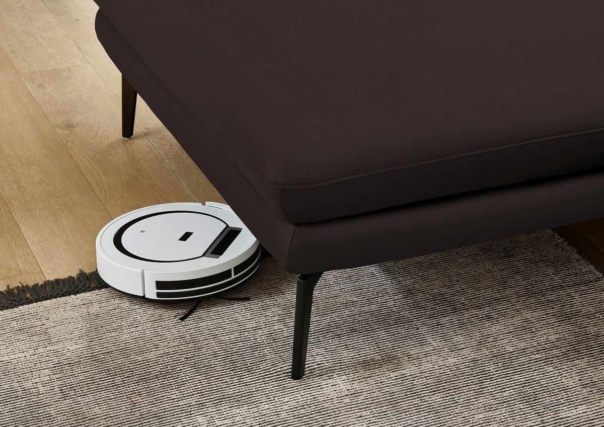ECKSOFA in Echtleder Braun  - Schwarz/Braun, Design, Leder/Metall (180/310cm) - Dieter Knoll