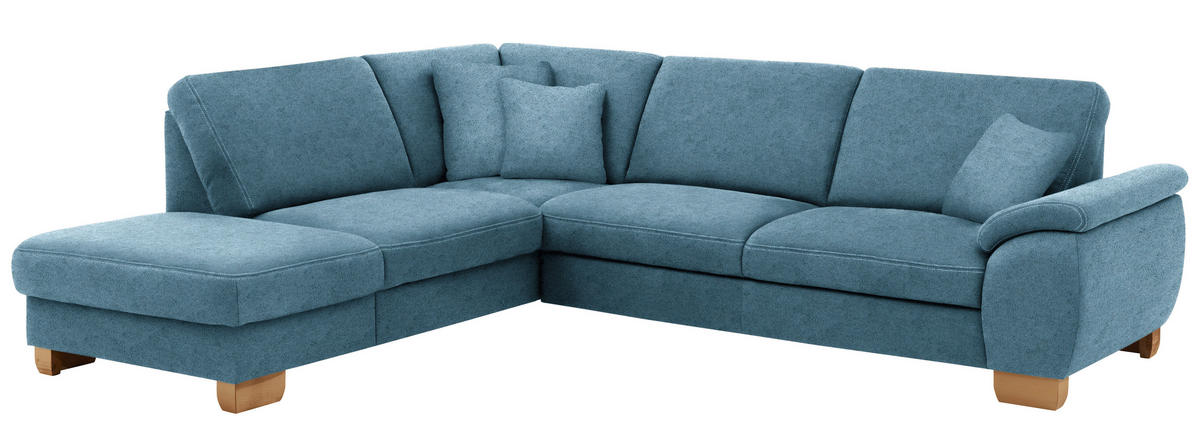 ECKSOFA in Mikrofaser Blau  - Wildeiche/Blau, Konventionell, Holz/Textil (236/286cm) - Voleo