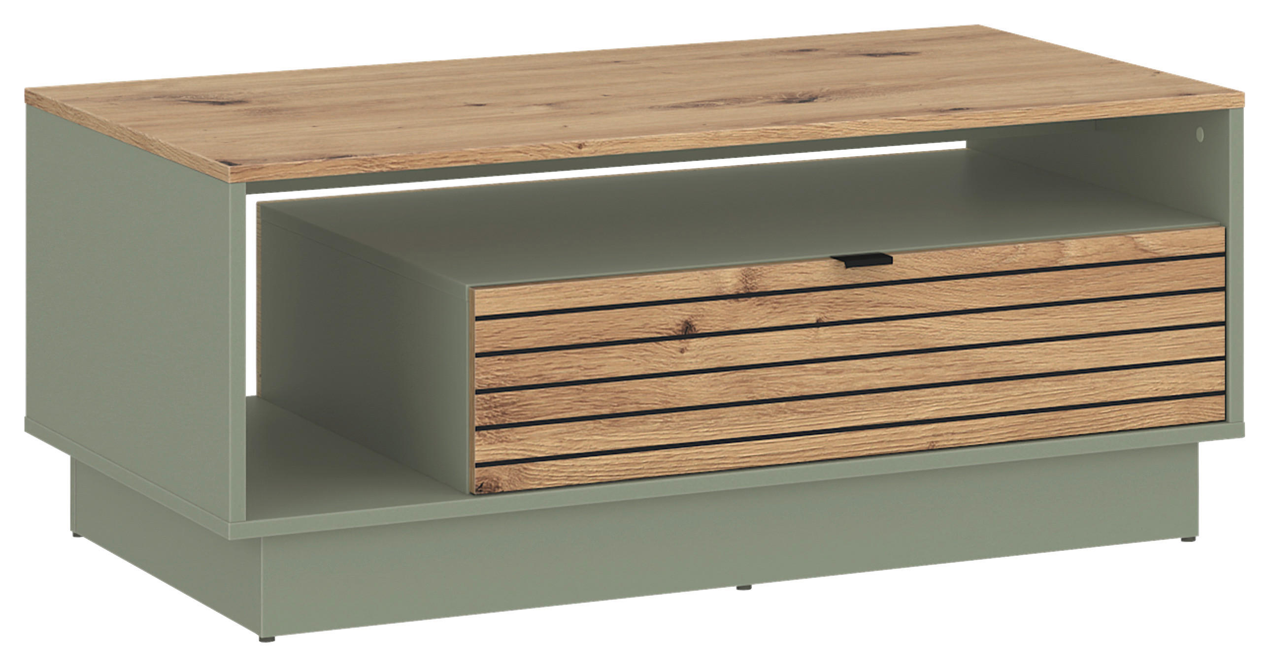 COUCHTISCH  Holzwerkstoff  - Salbeigrün/Eiche Artisan, Basics, Holzwerkstoff/Kunststoff (106/45,5/65cm) - Livetastic