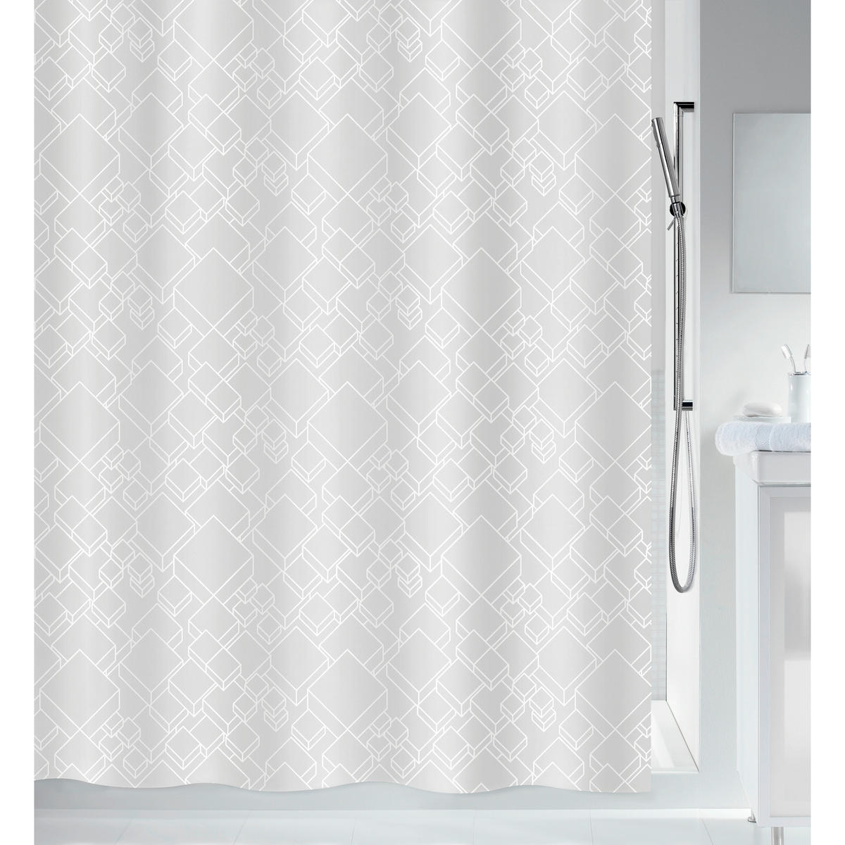 DUSCHVORHANG PEER 180/200 cm  - Weiß, Basics, Textil (180/200cm) - Spirella