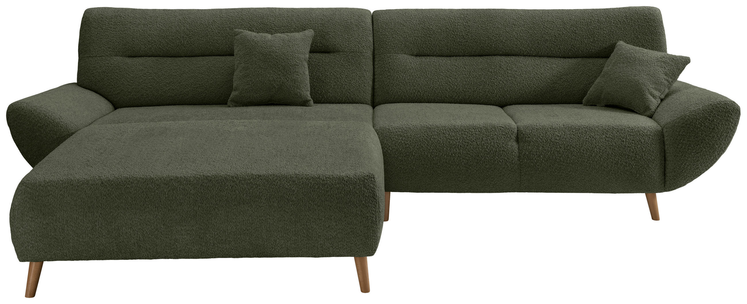 ECKSOFA in Bouclé Waldgrün  166/290 cm  - Waldgrün/Wildeiche, KONVENTIONELL, Holz/Textil (166/290cm) - MID.YOU