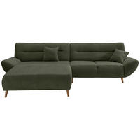 ECKSOFA in Bouclé Waldgrün  166/290 cm  - Waldgrün/Wildeiche, KONVENTIONELL, Holz/Textil (166/290cm) - MID.YOU