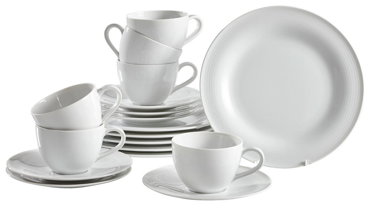 KAFFEESERVICE Weiß Beat 18-teilig  - Weiß, Basics, Keramik (43/24/18,1cm) - Seltmann Weiden