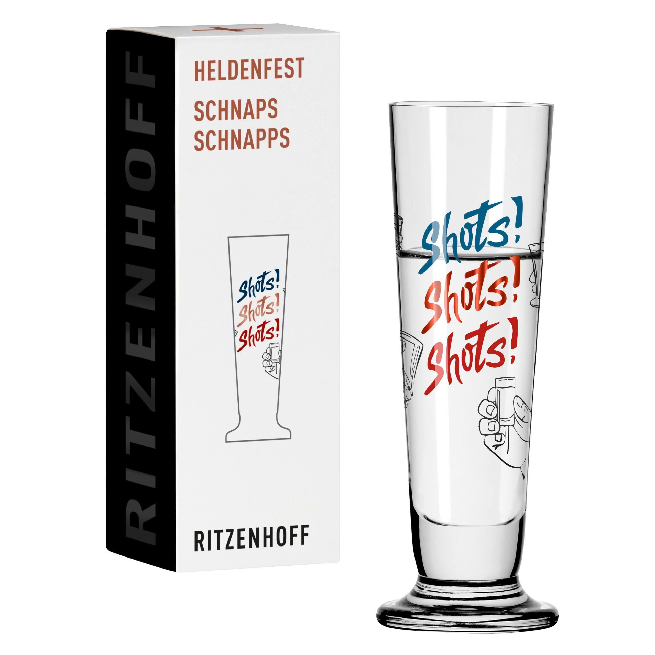 SCHNAPSGLAS 52 ml  - Rot/Goldfarben, Trend, Glas (3,5/11,3/3,5cm) - Ritzenhoff