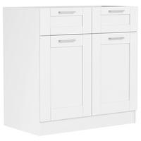 KÜCHENUNTERSCHRANK 80/82/46 cm  in Weiss  - Weiss/Silberfarben, Trend, Holzwerkstoff/Kunststoff (80/82/46cm) - MID.YOU