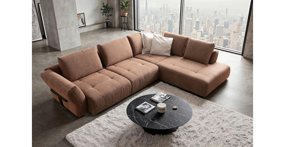 ECKSOFA Kupferfarben Chenille  - Schwarz/Kupferfarben, KONVENTIONELL, Holz/Textil (324/234cm) - Belluti