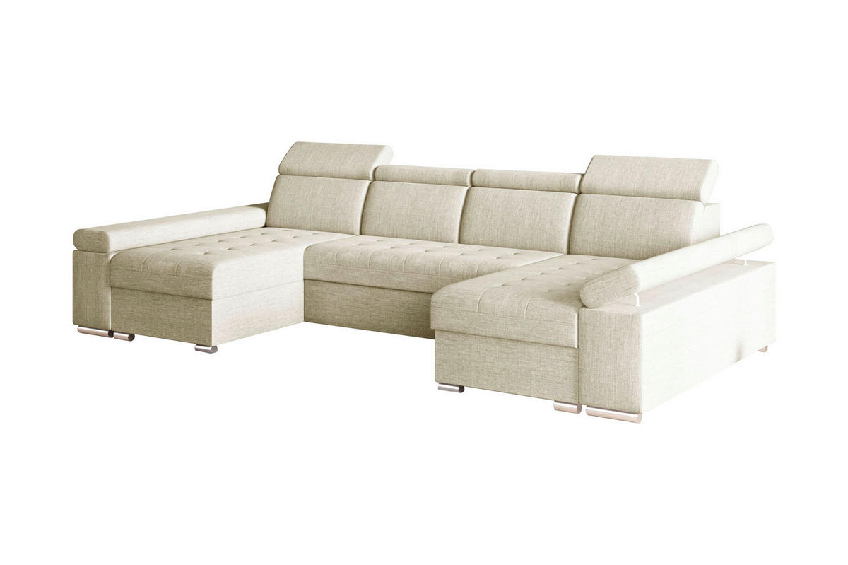 WOHNLANDSCHAFT TORONTO U Creme Webstoff  - Silberfarben/Creme, Design, Textil (168/330/168cm) - MID.YOU
