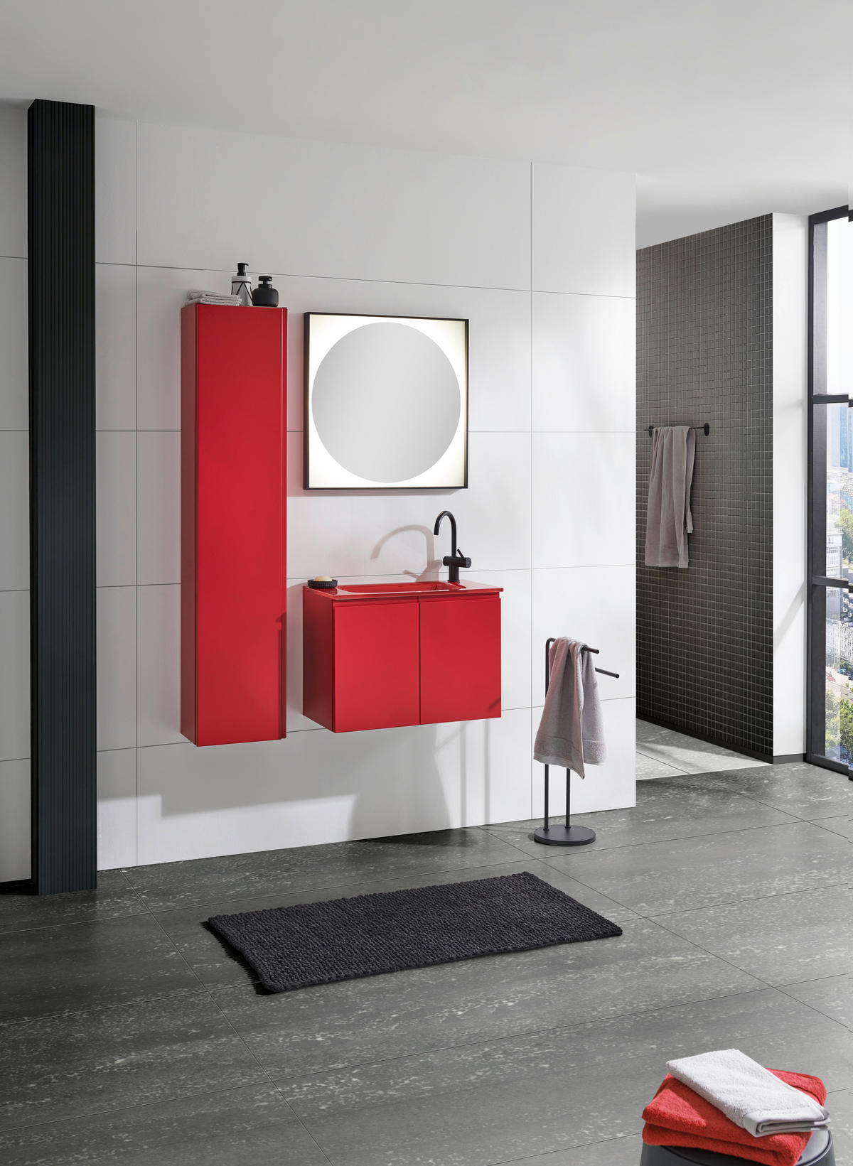 BADEZIMMER  in 70 cm  - Rot, Design, Glas/Holzwerkstoff (70cm) - Dieter Knoll