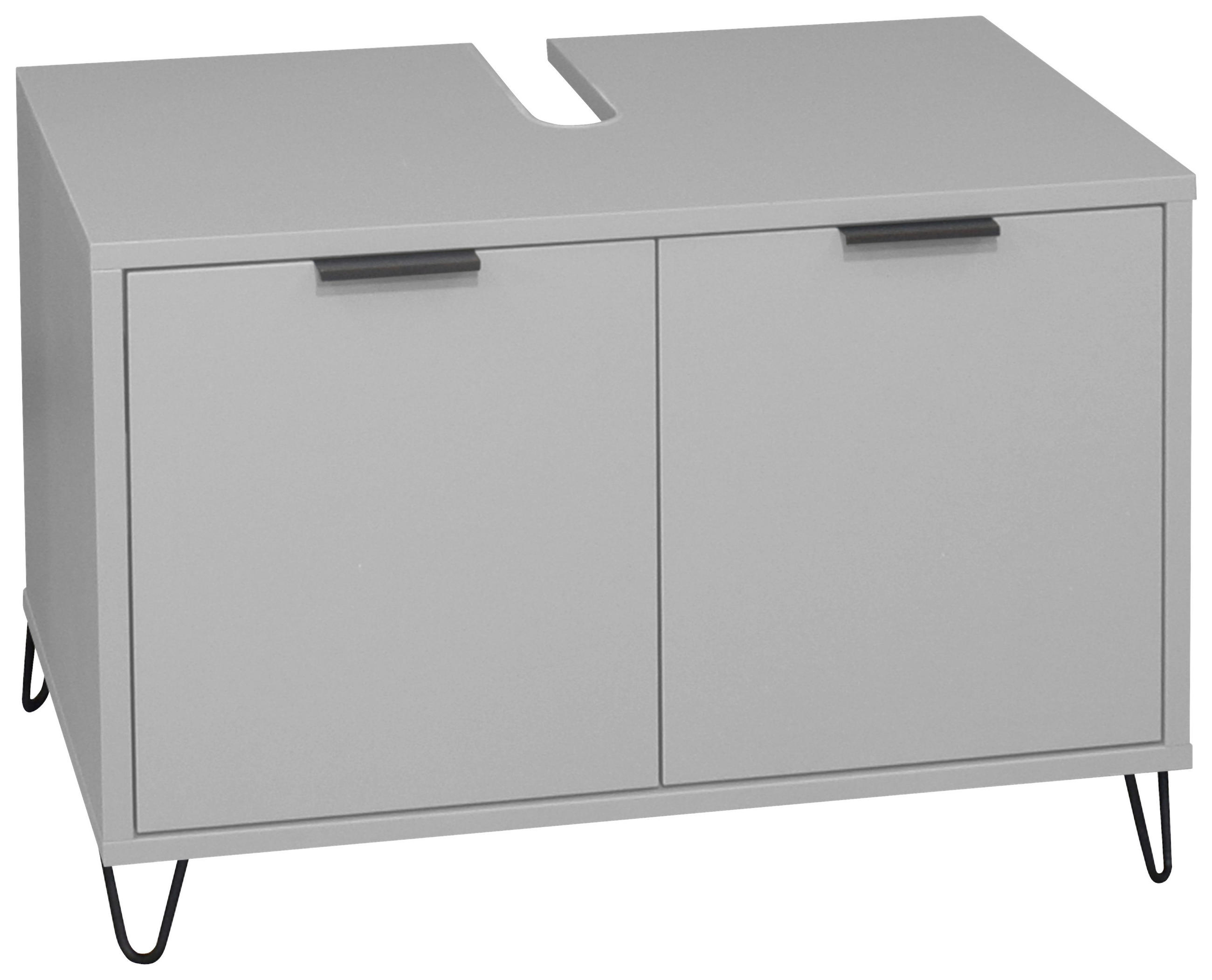 WASCHBECKENUNTERSCHRANK 71/58/45 cm  - Schwarz/Grau, MODERN, Holzwerkstoff/Metall (71/58/45cm) - Livetastic