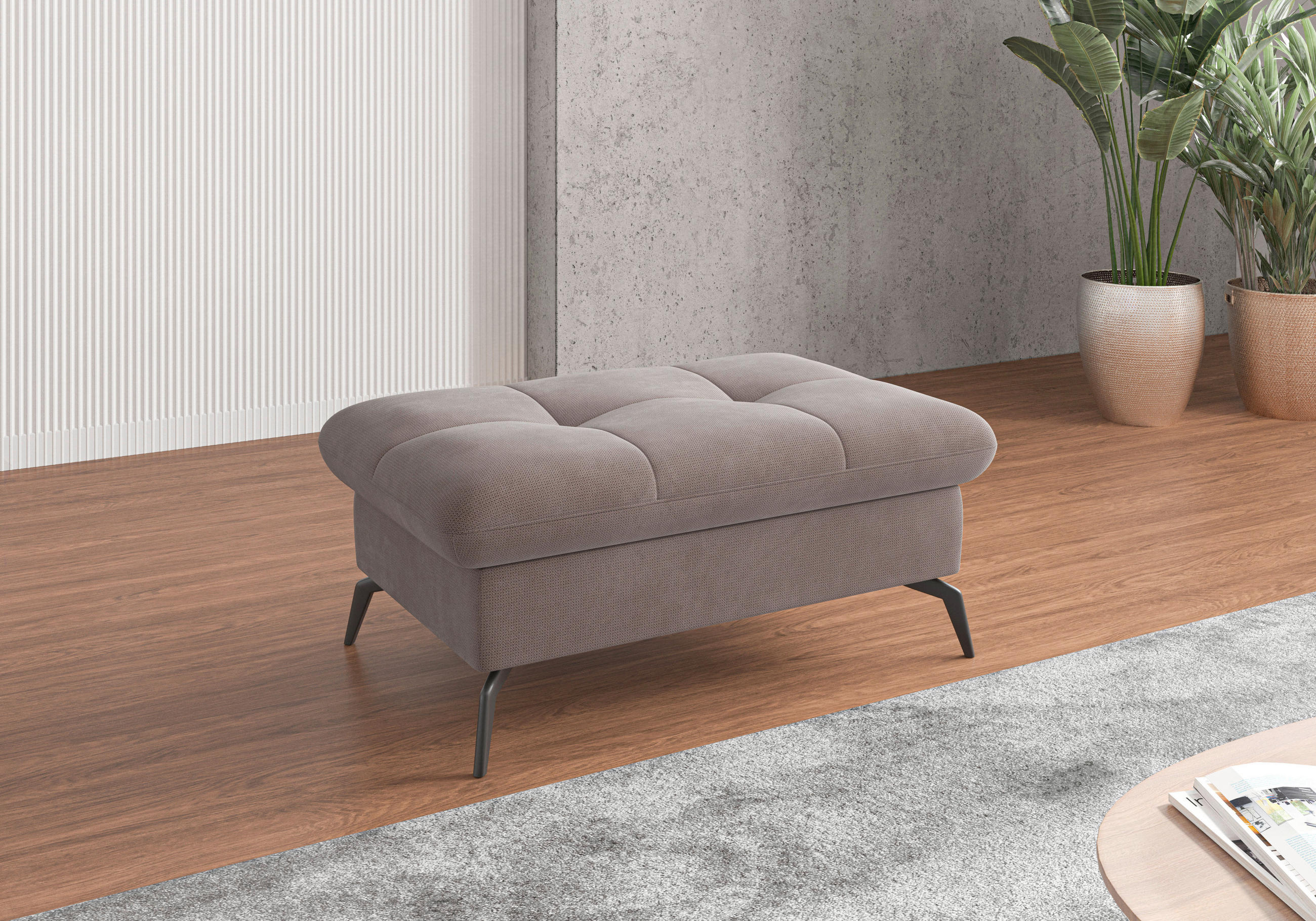 HOCKERTextil Taupe  - Taupe/Schwarz, Konventionell, Textil/Metall (102/47/69cm) - Sit & More