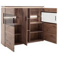 HIGHBOARD Eiche dunkel 150/124/38 cm - Eiche dunkel/Anthrazit, KONVENTIONELL, Glas/Holzwerkstoff (150/124/38cm) - Cantus