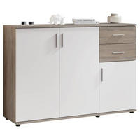 KOMMODE Bobby  in 120/82/35 cm  - Eiche dunkel/Silberfarben, KONVENTIONELL, Holzwerkstoff/Kunststoff (120/82/35cm) - Boxxx