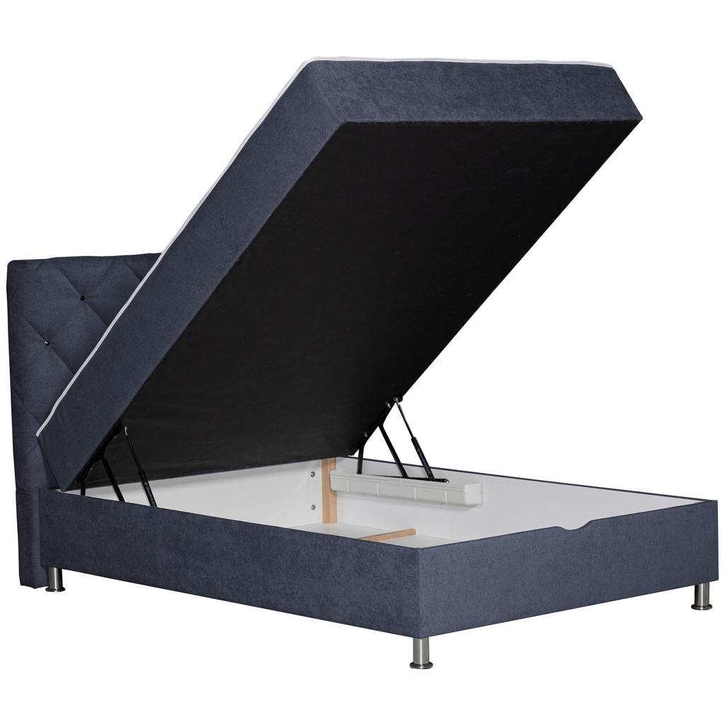 Thumbnail - Boxxx Boxbett, Anthrazit, Textil, H3, Höhe ca. 26 cm, 140x200 cm, Bettkasten, gepolstertes Kopfteil, Stoffauswahl, in ve...