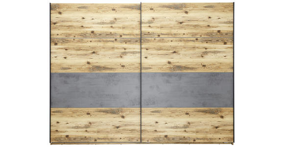 Schiebetürenschrank 270cm Alicante, Alpinlook/Betonoxid - Fichtefarben/Grau, MODERN, Holzwerkstoff (270/210/60cm) - Luca Bessoni