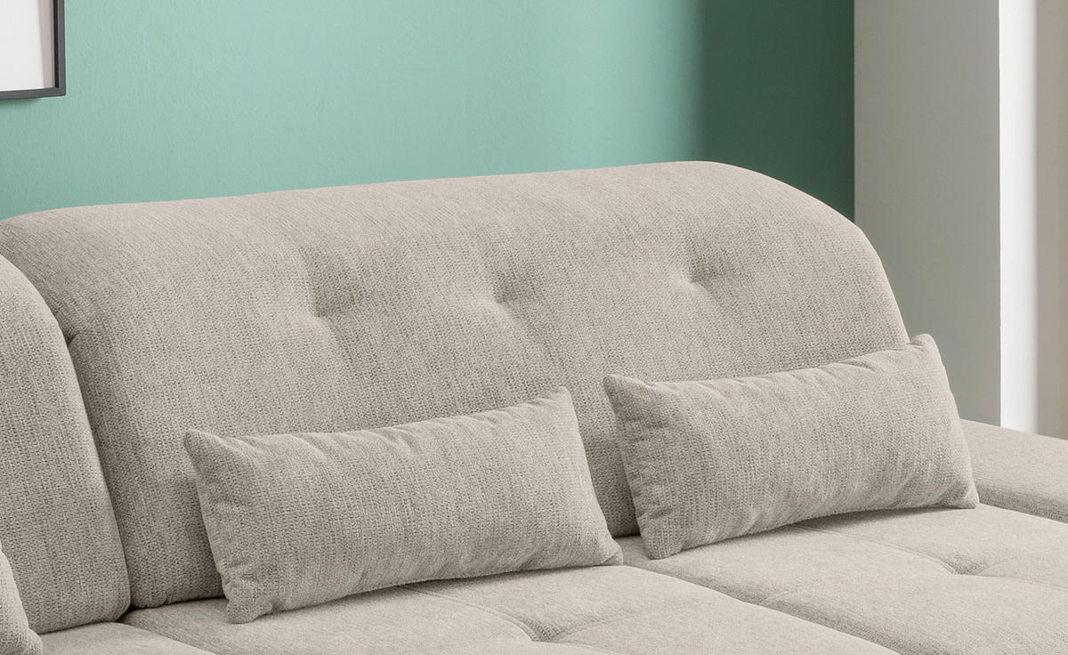 ECKSOFA in Chenille Beige  - Chromfarben/Beige, Design, Textil/Metall (254/280cm) - Livetastic
