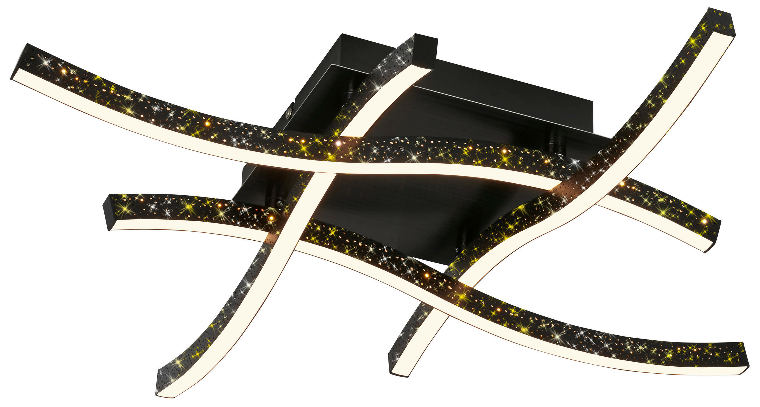 LED-DECKENLEUCHTE Rey 64,5/64,5/10 cm  - Schwarz, Design, Kunststoff/Metall (64,5/64,5/10cm)