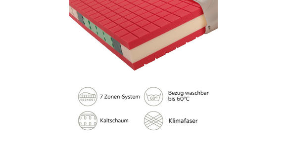 KALTSCHAUMMATRATZE ERGONOMICA - Creme, KONVENTIONELL, Textil (180/200cm) - Novel