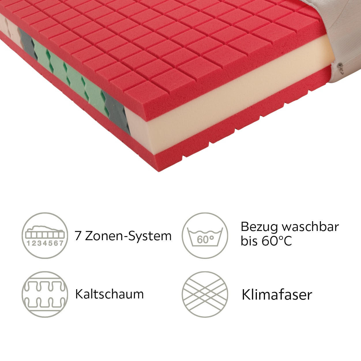KALTSCHAUMMATRATZE 80/200 cm Höhe ca. 19 cm  - Creme, KONVENTIONELL, Textil (80/200cm) - Novel