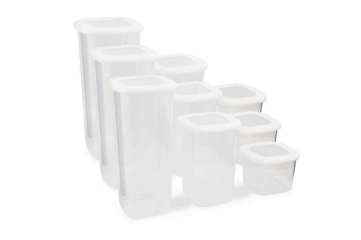 VORRATSDOSENSET 9-teilig  - Klar/Weiß, Basics, Kunststoff - P & B