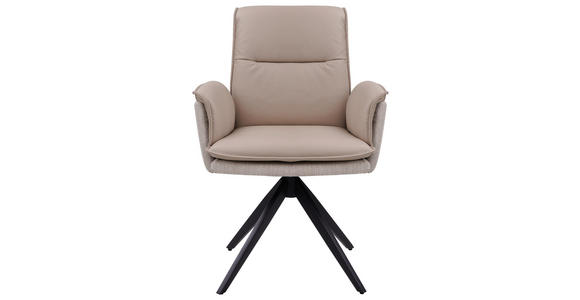 ARMLEHNSTUHL  in Eisen Webstoff Echtleder pigmentiert  - Taupe/Schwarz, Design, Leder/Textil (60,5/87/66cm) - Novel