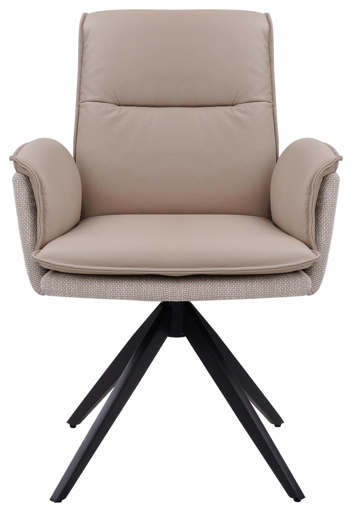 ARMLEHNSTUHL  in Eisen Webstoff Echtleder pigmentiert  - Taupe/Schwarz, Design, Leder/Textil (63/89/65cm) - Novel