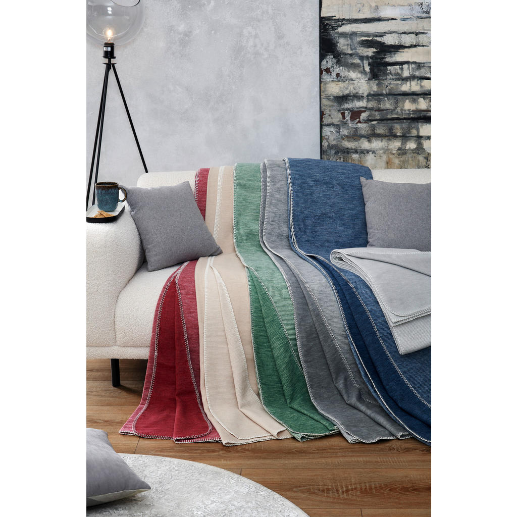 Thumbnail - Bio:Vio Plaid Leela, Grau, Textil, Streifen, 140x200 cm, Grüner Punkt, Textiles Vertrauen - Oeko-Tex®, Made in Germany, ...