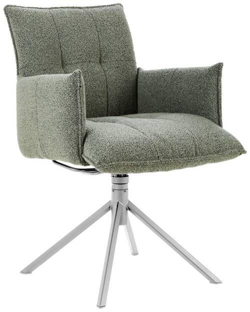 ARMLEHNSTUHL  in Flachgewebe  - Edelstahlfarben/Hellgrün, Design, Textil/Metall (55/85/65cm) - Valnatura