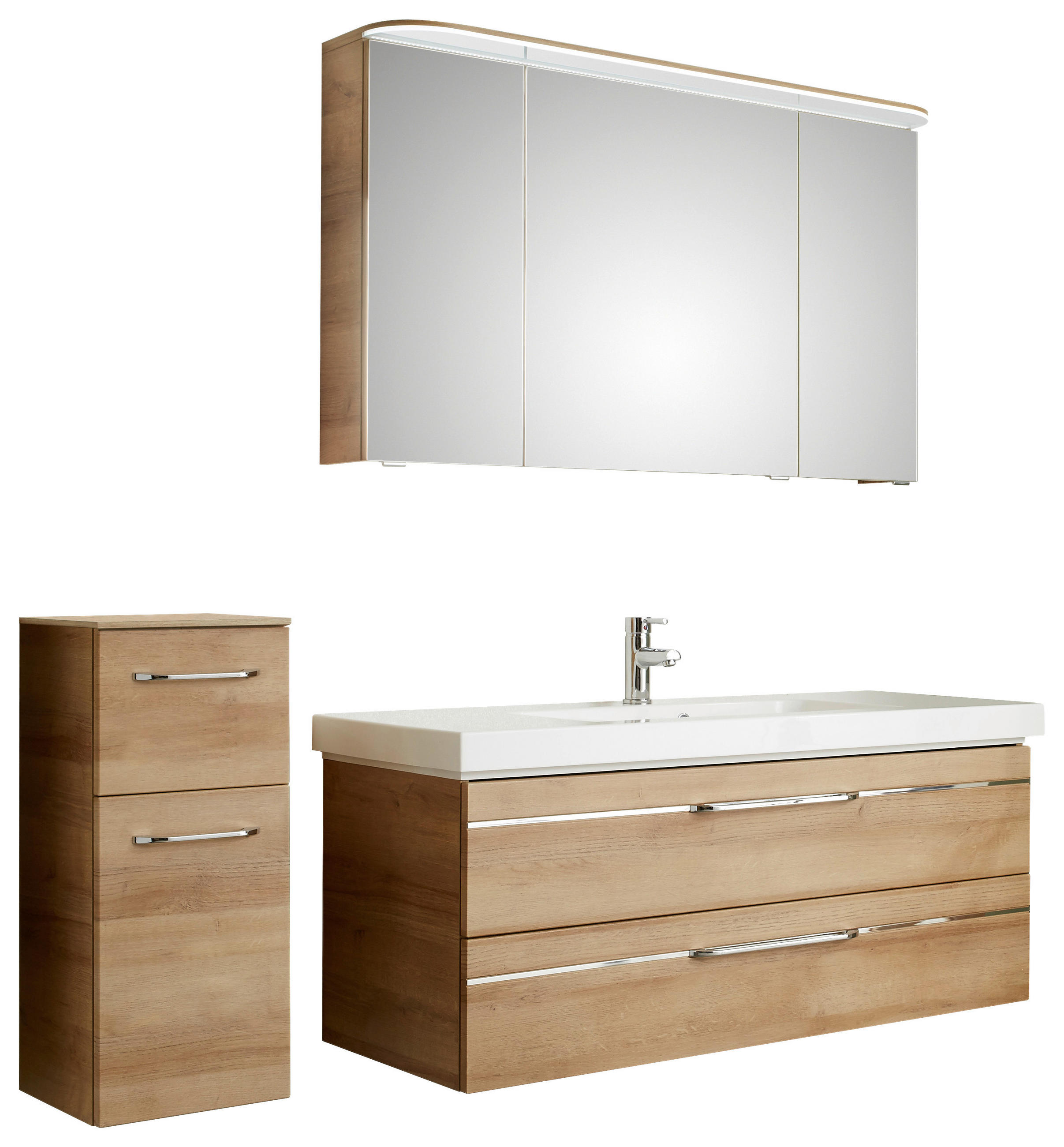 BADEZIMMER 4-teilig in 153 cm - Chromfarben/Eichefarben, KONVENTIONELL, Glas/Holzwerkstoff (153cm) - Pelipal