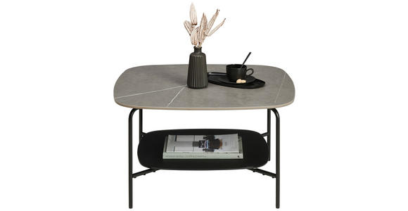 COUCHTISCH in Metall, Glas, Stein 75/75/42 cm  - Schwarz/Grau, Design, Glas/Stein (75/75/42cm) - Carryhome