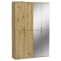 GARDEROBENSCHRANK  in 122/193/34 cm  - Schwarz, KONVENTIONELL, Glas/Holzwerkstoff (122/193/34cm) - MID.YOU