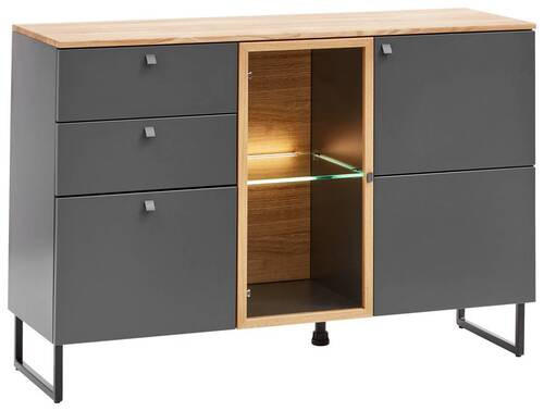SIDEBOARD  in 135/87/42 cm  - Eichefarben/Schwarz, LIFESTYLE, Glas/Holz (135/87/42cm) - Valdera