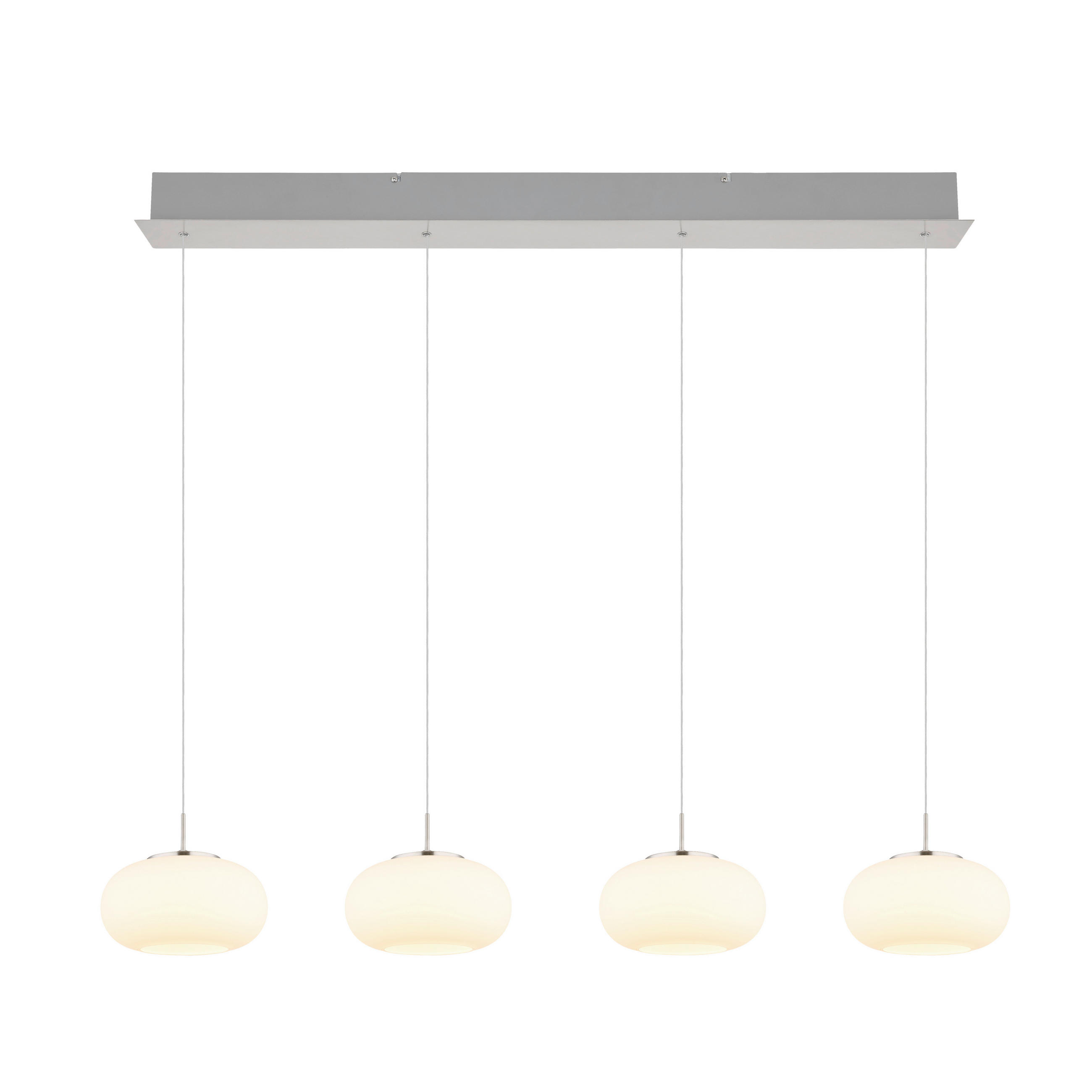 LED-HÄNGELEUCHTE Luton 110/20/150 cm   - Nickelfarben, KONVENTIONELL, Glas/Metall (110/20/150cm) - Novel