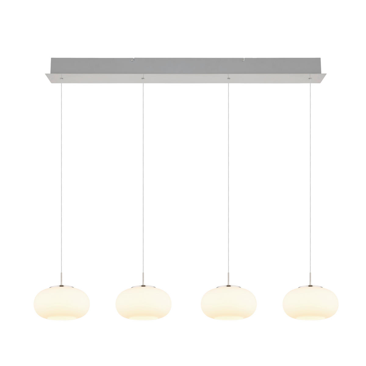 LED-HÄNGELEUCHTE Luton 110/20/150 cm   - Nickelfarben, KONVENTIONELL, Glas/Metall (110/20/150cm) - Novel