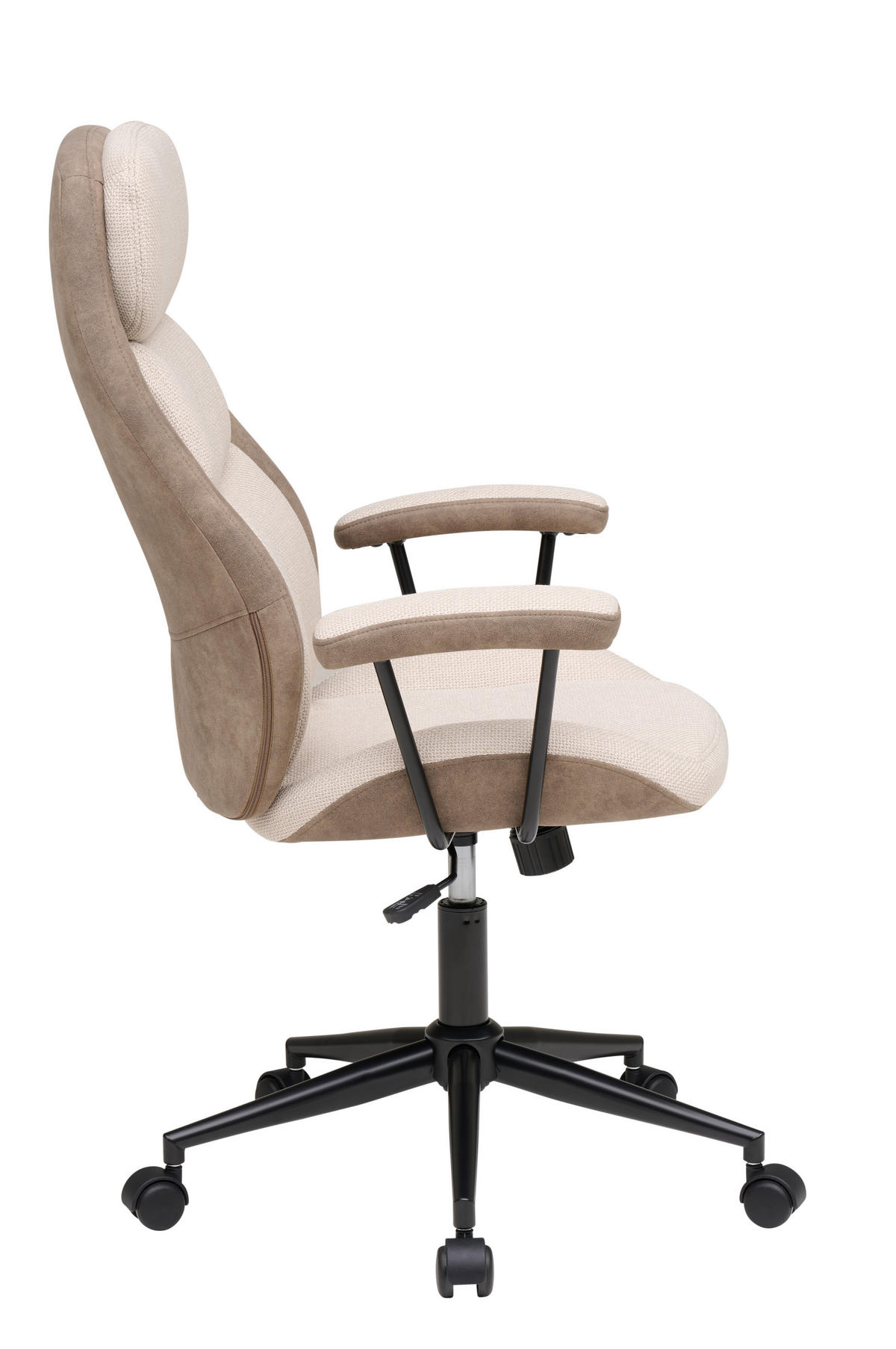 OTOČNÁ STOLIČKA, tkaná textília, béžová - čierna/béžová, Modern, kov/textil (64/103-113/66cm) - MID.YOU