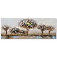 ÖLGEMÄLDE Bäume 150/55 cm  - Blau/Goldfarben, Natur, Holz/Textil (150/55cm) - Monee