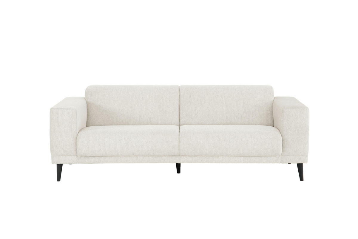 3-SITZER-SOFA in Webstoff Weiß  - Schwarz/Weiß, Design, Holz/Textil (218/77/93cm) - MID.YOU