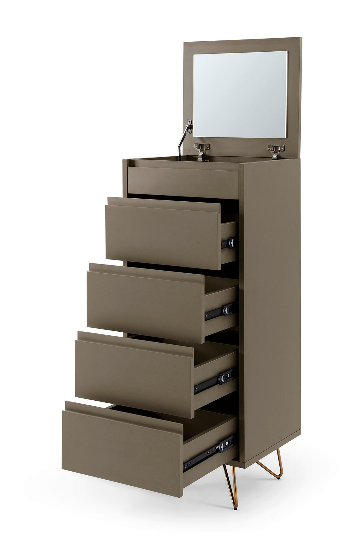 KOMMODE  in 45/110/40 cm  - Messingfarben/Grau, Design, Glas/Holzwerkstoff (45/110/40cm) - Livetastic