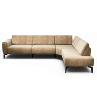 ECKSOFA Cosy Sandfarben Samt  - Sandfarben/Schwarz, Design, Textil/Metall (296/213cm) - SENSOO