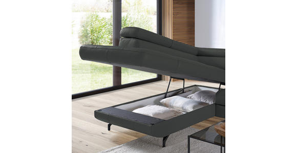 ECKSOFA in Echtleder Grau  - Schwarz/Grau, Design, Leder/Metall (220/270cm) - Novel